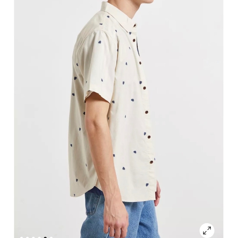 Katin Jefferson Floral Cotton Linen Button Up Shirt Mens Small Short Sleeve